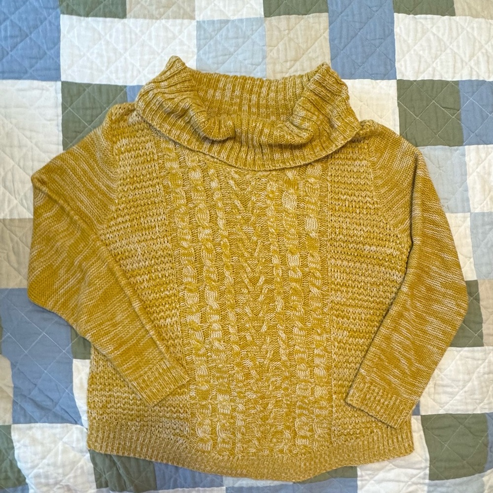 Cozy Mustard Cable Knit Turtleneck Sweater